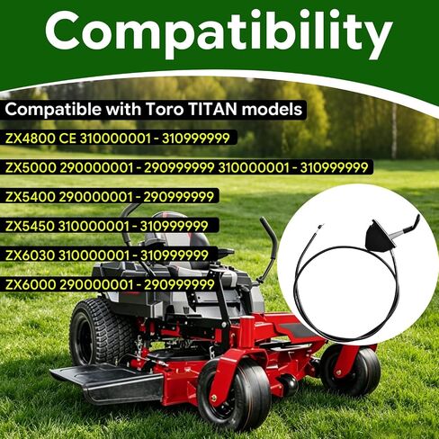 كابل خانق متوافق مع Toro Titan ZX4800 ZX5000 ZX5400 ZX5450 ZX6000 Zero Turn Mower استبدال #: 117-1196 in Kuwait