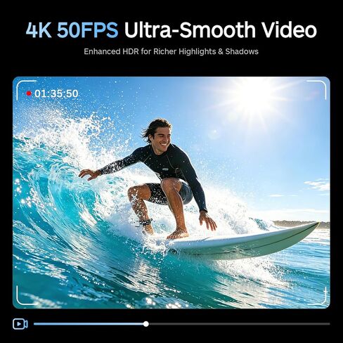كاميرا الحركة XTU S7 PRO 4K 50FPS - تثبيت فائق 5.0، AI ISP، إطلاق مغناطيسي سريع، مستشعر 1/2 بوصة بدقة 48 ميجابكسل، WiFi 6، قفل أفقي 360 درجة كاميرا رياضية مزدوجة الشاشة للدراجات النارية، مدونة الفيديو، السفر in Kuwait