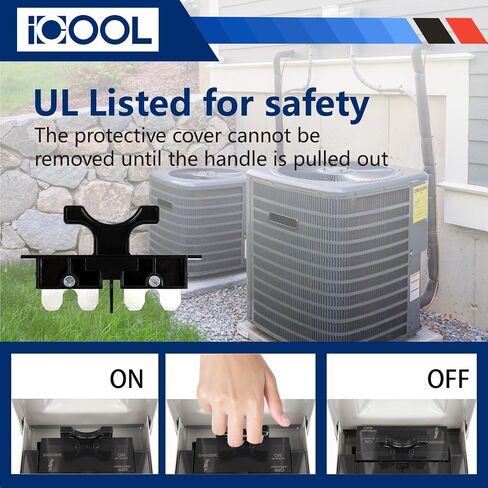 مفتاح فصل منصهر ICOOL 30 أمبير، مقاوم للمطر وسحب للخارج 30 أمبير 2 قطب 3 سلك 1 مرحلة 240 فولت تيار متردد UL مدرج، صندوق معدني لفصل التيار المتردد لأنظمة تكييف الهواء والتدفئة والتهوية وتكييف الهواء، لا يوجد صمامات متضمنة in Kuwait