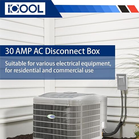 مفتاح فصل منصهر ICOOL 30 أمبير، مقاوم للمطر وسحب للخارج 30 أمبير 2 قطب 3 سلك 1 مرحلة 240 فولت تيار متردد UL مدرج، صندوق معدني لفصل التيار المتردد لأنظمة تكييف الهواء والتدفئة والتهوية وتكييف الهواء، لا يوجد صمامات متضمنة in Kuwait