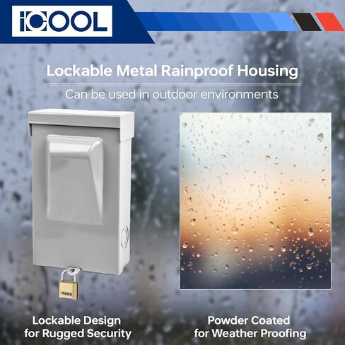 مفتاح فصل منصهر ICOOL 30 أمبير، مقاوم للمطر وسحب للخارج 30 أمبير 2 قطب 3 سلك 1 مرحلة 240 فولت تيار متردد UL مدرج، صندوق معدني لفصل التيار المتردد لأنظمة تكييف الهواء والتدفئة والتهوية وتكييف الهواء، لا يوجد صمامات متضمنة in Kuwait