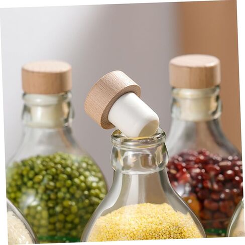 Alipis 24 قطعة على شكل حرف T من السيليكون سدادات زجاجات النبيذ قابلة لإعادة الاستخدام البيرة ختم الفلين المكونات الخشبية للحرف اليدوية والمشاريع DIY 30x18.5 سم in Kuwait