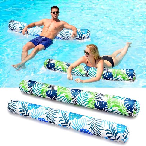 4 Pack Inflatable Pool Noodles Floats Soft Fabric Covered Large Swim Noodles for Adults 54'' Premium Buoyancy Pool Noodles for Floating and Swimming Beaches Lake Party Decor (Mixed) in Saudi Arabia