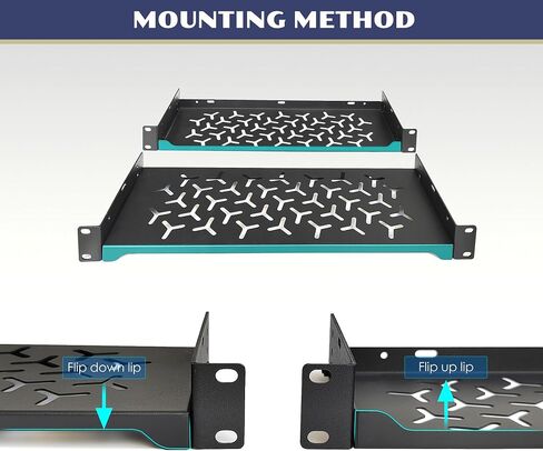 2 Pack 1U Server Rack Shelf, 19 Inch Universal Network Rack Mount Tray, 6 Inches Deep Vented Cantilever Shelf for AV/IT Equipment, Black in Saudi Arabia