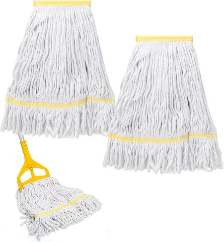 KeFanta 2 Pack Heavy Duty Mop Head Replacement,Reusable Commercial Industrial Mop Heads,Looped End String Cotton Wet Replacement Head Refills (White) in Saudi Arabia