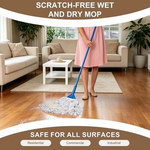 KeFanta 2 Pack Heavy Duty Mop Head Replacement,Reusable Commercial Industrial Mop Heads,Looped End String Cotton Wet Replacement Head Refills (White) in Saudi Arabia