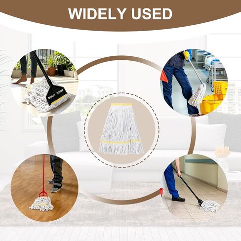 KeFanta 2 Pack Heavy Duty Mop Head Replacement,Reusable Commercial Industrial Mop Heads,Looped End String Cotton Wet Replacement Head Refills (White) in Saudi Arabia