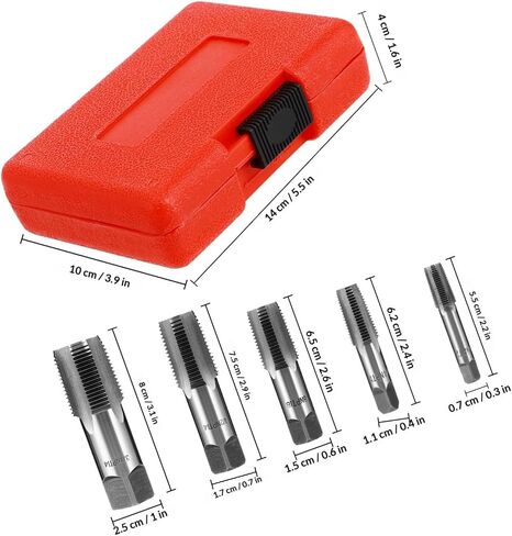 TEHAUX 5 قطع من الفولاذ الكربوني Npt Tap Kit مجموعة أدوات خيوط الأنابيب مع براعة دقيقة وميزات سهلة الاستخدام للمعالجة الميكانيكية والإصلاحات المنزلية in Kuwait