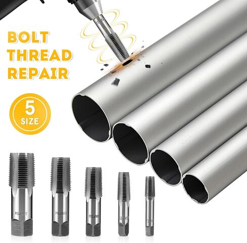 TEHAUX 5 قطع من الفولاذ الكربوني Npt Tap Kit مجموعة أدوات خيوط الأنابيب مع براعة دقيقة وميزات سهلة الاستخدام للمعالجة الميكانيكية والإصلاحات المنزلية in Kuwait