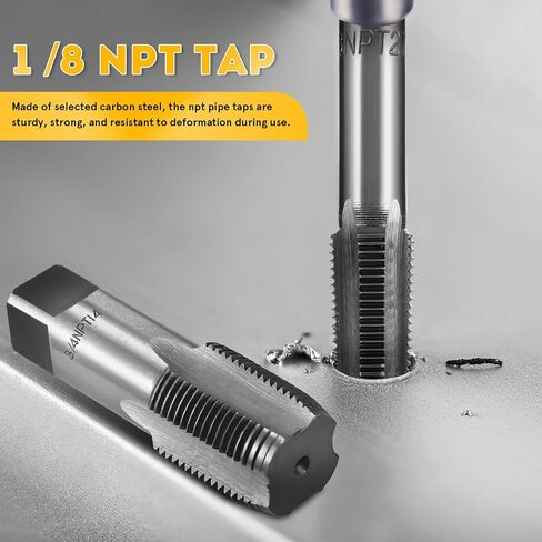 TEHAUX 5 قطع من الفولاذ الكربوني Npt Tap Kit مجموعة أدوات خيوط الأنابيب مع براعة دقيقة وميزات سهلة الاستخدام للمعالجة الميكانيكية والإصلاحات المنزلية in Kuwait