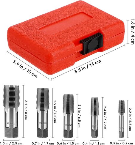 TEHAUX 5 قطع من الفولاذ الكربوني Npt Tap Kit مجموعة أدوات خيوط الأنابيب مع براعة دقيقة وميزات سهلة الاستخدام للمعالجة الميكانيكية والإصلاحات المنزلية in Kuwait