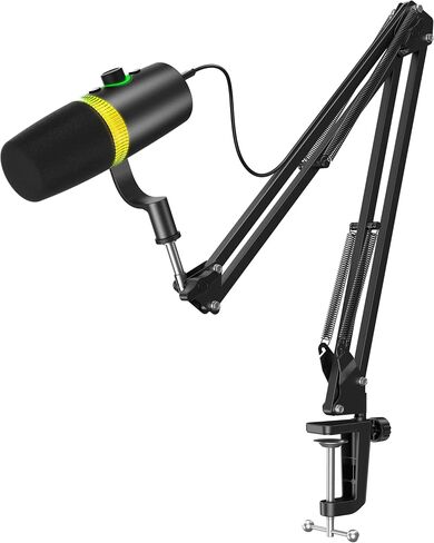 USB Gaming Microphone Set with Boom Arm, XLR/USB Dynamic Microphone for Streaming, Podcast, Twitch, YouTube, Discord, PC, PS4, PS5, Mac, USB Mic with RGB Light, Mute, Gain, Monitoring in Kuwait