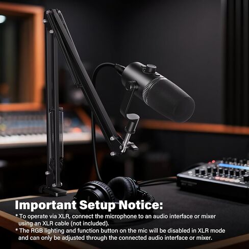 USB Gaming Microphone Set with Boom Arm, XLR/USB Dynamic Microphone for Streaming, Podcast, Twitch, YouTube, Discord, PC, PS4, PS5, Mac, USB Mic with RGB Light, Mute, Gain, Monitoring in Kuwait