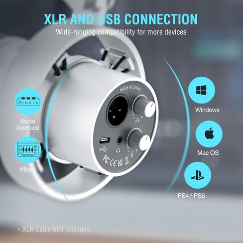 ميكروفون ديناميكي FIFINE XLR مع مجموعة ذراع بوم للصوت والتسجيل وحزمة ميكروفون استوديو بودكاست مع حامل ذراع معدني، اضغط لكتم الصوت، مقبس سماعة رأس 3.5 مم للبث، وإنشاء الموسيقى (K688W+CS1W) in Kuwait
