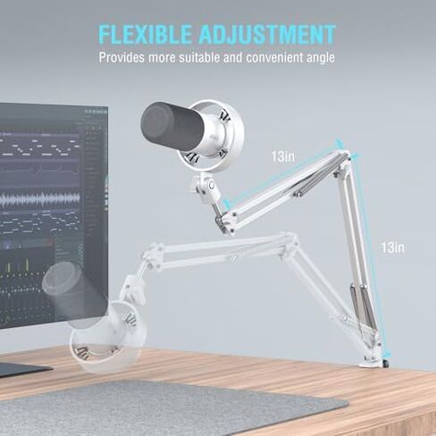 ميكروفون ديناميكي FIFINE XLR مع مجموعة ذراع بوم للصوت والتسجيل وحزمة ميكروفون استوديو بودكاست مع حامل ذراع معدني، اضغط لكتم الصوت، مقبس سماعة رأس 3.5 مم للبث، وإنشاء الموسيقى (K688W+CS1W) in Kuwait