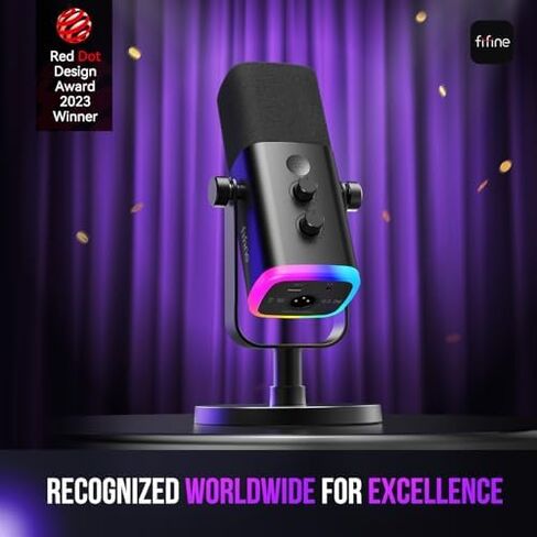 سماعة ألعاب FIFINE وحزمة ميكروفون ديناميكي XLR، مجموعة سماعات USB مع صوت محيطي 7.1 لجهاز PS5/PS4، ميكروفون تسجيل بودكاست مع RGB، زر كتم الصوت، مقبس سماعات الرأس لليوتيوب الصوتي (H9+AM8) in Kuwait