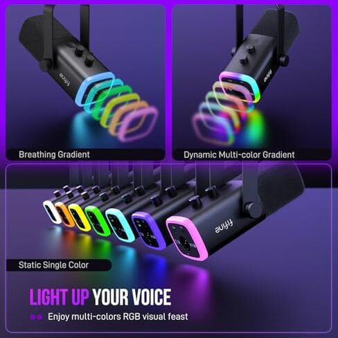 سماعة ألعاب FIFINE وحزمة ميكروفون ديناميكي XLR، مجموعة سماعات USB مع صوت محيطي 7.1 لجهاز PS5/PS4، ميكروفون تسجيل بودكاست مع RGB، زر كتم الصوت، مقبس سماعات الرأس لليوتيوب الصوتي (H9+AM8) in Kuwait