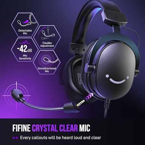 سماعة ألعاب FIFINE وحزمة ميكروفون ديناميكي XLR، مجموعة سماعات USB مع صوت محيطي 7.1 لجهاز PS5/PS4، ميكروفون تسجيل بودكاست مع RGB، زر كتم الصوت، مقبس سماعات الرأس لليوتيوب الصوتي (H9+AM8) in Kuwait