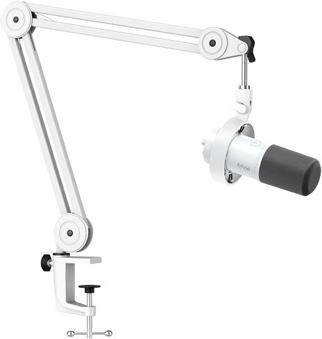 FIFINE XLR Mic Set with Boom Arm Stand, USB PC Podcast Microphone with Tap-to-Mute, Gain Knob, Headphones Jack for Streaming Recording, Metal Heavy Duty Mic Stand (K688W+BM63W) in Kuwait