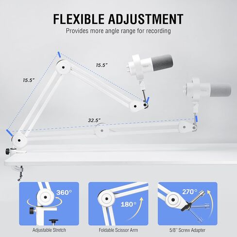 FIFINE XLR Mic Set with Boom Arm Stand, USB PC Podcast Microphone with Tap-to-Mute, Gain Knob, Headphones Jack for Streaming Recording, Metal Heavy Duty Mic Stand (K688W+BM63W) in Kuwait