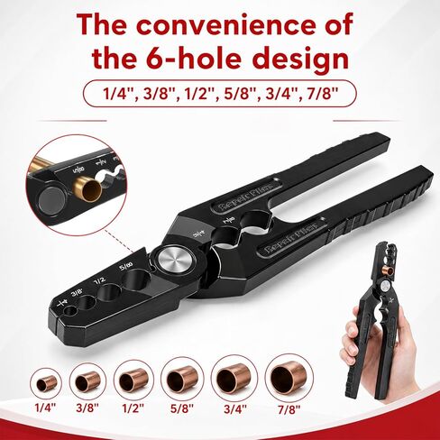 Manual Copper Tube Rounder, Flat Tube Repairer Pliers, Manual Copper Tubing Repair Tool with 6 Hole - for 1/4", 3/8", 1/2", 5/8", 3/4" 7/8" Aluminum Pipe in Kuwait