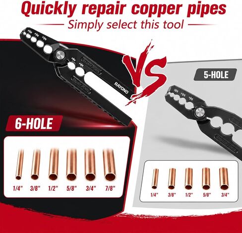 Manual Copper Tube Rounder, Flat Tube Repairer Pliers, Manual Copper Tubing Repair Tool with 6 Hole - for 1/4", 3/8", 1/2", 5/8", 3/4" 7/8" Aluminum Pipe in Kuwait