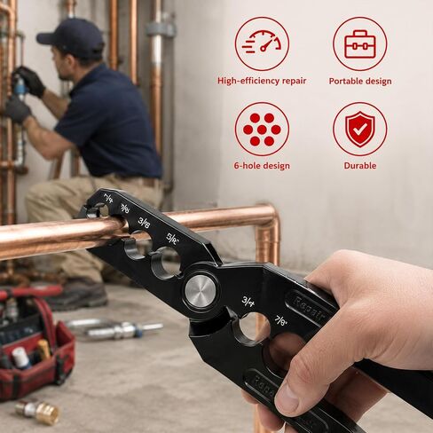 Manual Copper Tube Rounder, Flat Tube Repairer Pliers, Manual Copper Tubing Repair Tool with 6 Hole - for 1/4", 3/8", 1/2", 5/8", 3/4" 7/8" Aluminum Pipe in Kuwait
