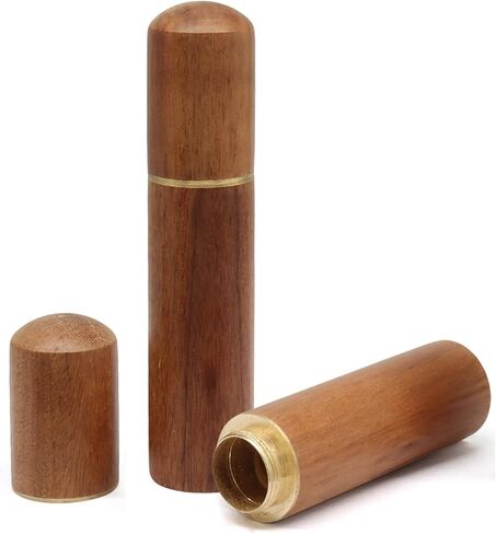 Piutouyar 2 Pcs Wooden Toothpick Holder, Portable Wood Toothpick Case, Mini Pocket Tooth Pick Dispenser Bucket Travel Tooth Pick Box for Storage Small Items, Wood Color in Kuwait