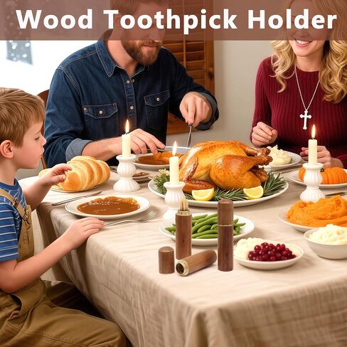 Piutouyar 2 Pcs Wooden Toothpick Holder, Portable Wood Toothpick Case, Mini Pocket Tooth Pick Dispenser Bucket Travel Tooth Pick Box for Storage Small Items, Wood Color in Kuwait