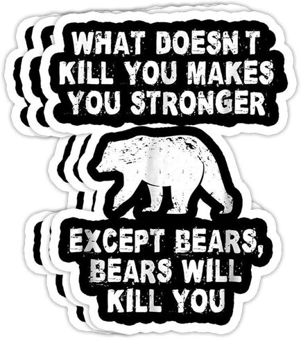 What Doesn't Kill You Makes You Stronger Except Bears Gift Decorations - 4x3 Vinyl Stickers, Laptop Decal, Water Bottle Sticker (Set of 3) in Saudi Arabia