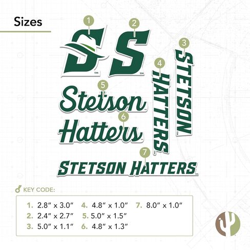 Desert Cactus Stetson University Sticker Hatters SU Vinyl Decals Laptop Water Bottle Car Scrapbook T2 (Type 2-2) in Saudi Arabia