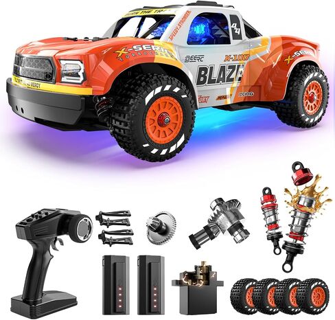 DEERC 207E 1/10 Brushless RC Car for Adults, 55+KMH 4WD Hobby Electric Off-Road RC Monster Truck, Hobby Grade Waterproof High Speed Remote Control Rally Car, 4X4 RC Vehicle with 3S Batteries for Adult in Kuwait