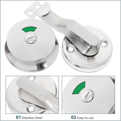 قفل باب الحمام، مع مؤشر خصوصية من الفولاذ المقاوم للصدأ وسهل التركيب لقفل قسم الحمامات التجارية الفضية والأبواب الداخلية للمكاتب in Kuwait