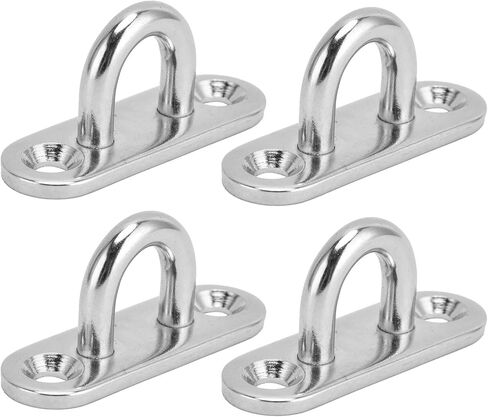 Oval Hooks 304 Stainless Steel 5mm Ceiling Pad Eye Plate Hardware Staple Loops 4Pcs - Durable Anti - Rust Finish, Easy Installation for Fixing Ropes and Steel Wires in Kuwait