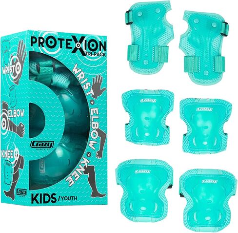 مجموعة معدات الحماية من Crazy Skates Protexion للأطفال - تتضمن وسادات للركبة والكوع والمعصم in Kuwait