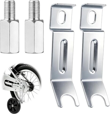 Penitue 2pcs Axle Extenders & 2pcs Stabiliser Extension Bolts for Training Wheels, Kids Bike Axle Extender for 12/16/18/20/22/24in Wheel Bikes (Silver) in Kuwait