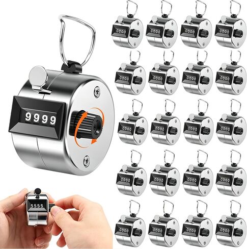 20 Pack Clicker Counter Metal Click Counter Handheld 4-Digital Mechanical Hand Pitch Counter for Coaching, Fishing, People, Golf Lap, Sports Event in Kuwait