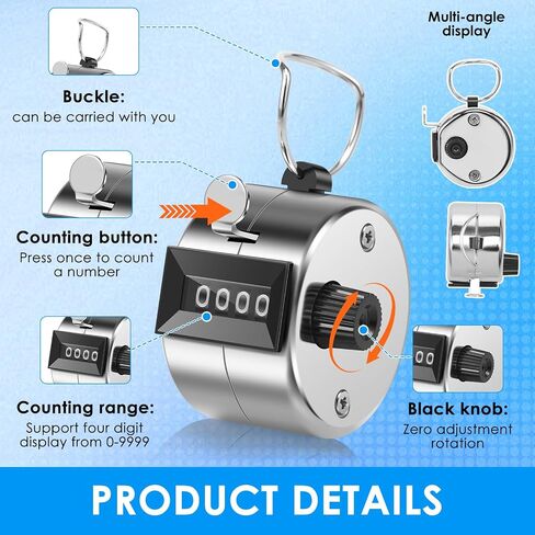 20 Pack Clicker Counter Metal Click Counter Handheld 4-Digital Mechanical Hand Pitch Counter for Coaching, Fishing, People, Golf Lap, Sports Event in Kuwait