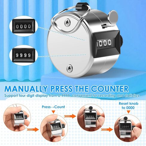 20 Pack Clicker Counter Metal Click Counter Handheld 4-Digital Mechanical Hand Pitch Counter for Coaching, Fishing, People, Golf Lap, Sports Event in Kuwait