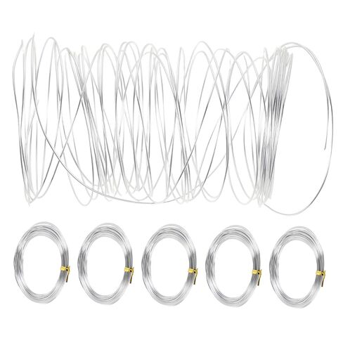 Angoily 6 Rolls Silver Aluminum Wire for Sculpting and Crafting 1mm Diameter, 32.8 Feet Each Roll Soft, Smooth Surface Aluminum Wire for Bonsai Training and Floral Display in Kuwait