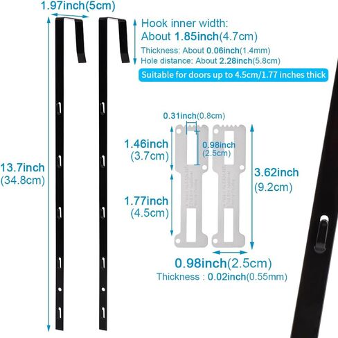 Over-The-Door Mirror Hanger, Adjustable Door Mirror Hanger with Protective Lining, 5 Position Height Over The Doors-Mirrors Hook, Mirrors Doors Hangers in Kuwait