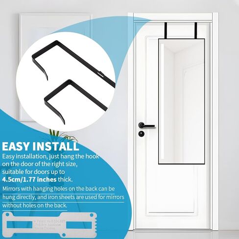Over-The-Door Mirror Hanger, Adjustable Door Mirror Hanger with Protective Lining, 5 Position Height Over The Doors-Mirrors Hook, Mirrors Doors Hangers in Kuwait