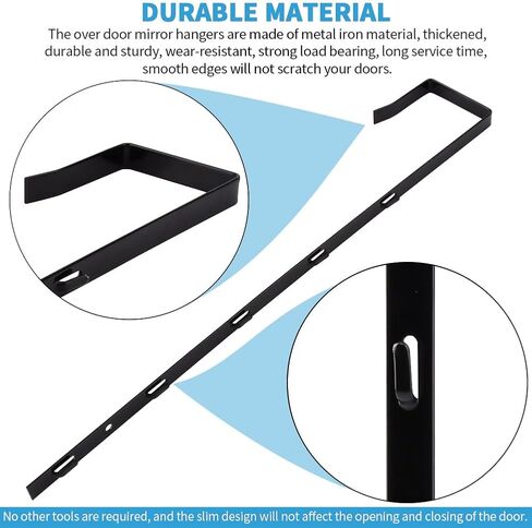 Over-The-Door Mirror Hanger, Adjustable Door Mirror Hanger with Protective Lining, 5 Position Height Over The Doors-Mirrors Hook, Mirrors Doors Hangers in Kuwait