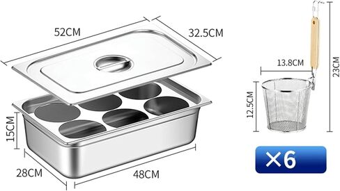 Heavy Duty Stainless Steel Pasta Cooker with 246 Holes, Noodle Cooking Set with Basket Insert, Ideal for Dumplings and Noodles, Commercial Quality (Silver) Silver 6 Holes in Kuwait