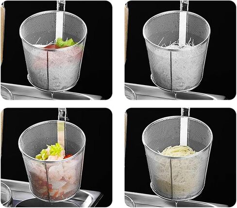 Heavy Duty Stainless Steel Pasta Cooker with 246 Holes, Noodle Cooking Set with Basket Insert, Ideal for Dumplings and Noodles, Commercial Quality (Silver) Silver 6 Holes in Kuwait