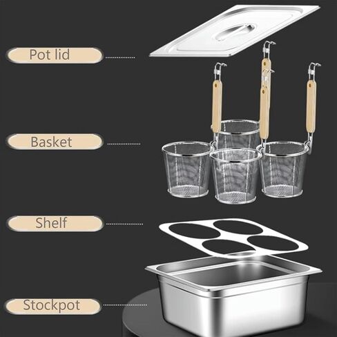 Heavy Duty Stainless Steel Pasta Cooker with 246 Holes, Noodle Cooking Set with Basket Insert, Ideal for Dumplings and Noodles, Commercial Quality (Silver) Silver 6 Holes in Kuwait