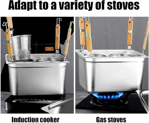 Heavy Duty Stainless Steel Pasta Cooker with 246 Holes, Noodle Cooking Set with Basket Insert, Ideal for Dumplings and Noodles, Commercial Quality (Silver) Silver 6 Holes in Kuwait