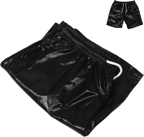 Men's Disco Shorts Polyester Rave Party Costume Comfortable Fit Versatile for Occasions Stylish Dancewear for Festival and Stage Performance Black in Kuwait