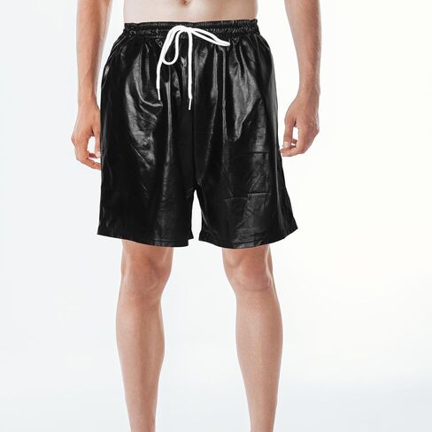 Men's Disco Shorts Polyester Rave Party Costume Comfortable Fit Versatile for Occasions Stylish Dancewear for Festival and Stage Performance Black in Kuwait