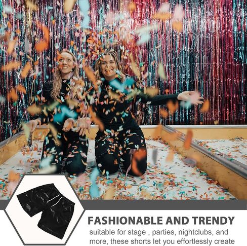 Men's Disco Shorts Polyester Rave Party Costume Comfortable Fit Versatile for Occasions Stylish Dancewear for Festival and Stage Performance Black in Kuwait